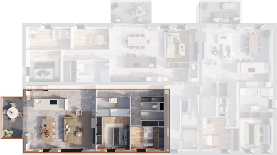Plan du 1er étage de la Résidence de la Forge : situation de l’appartement 3 dans l’immeuble