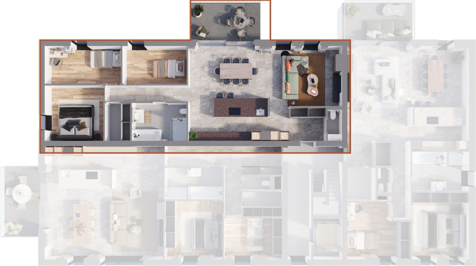 Plan du 1er étage de la Résidence de la Forge : situation de l’appartement 4 dans l’immeuble