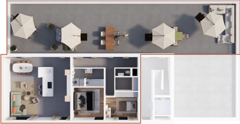 Plan du 2e étage de la Résidence de la Forge : situation de l’appartement 6 dans l’immeuble